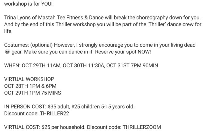 It’s THRILLER WORKSHOP time